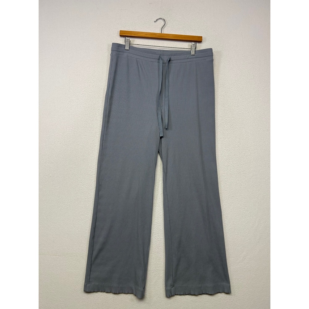 Minimalist H&M Womens L Blue Grey Ribbed Wide Leg Lounge Pants